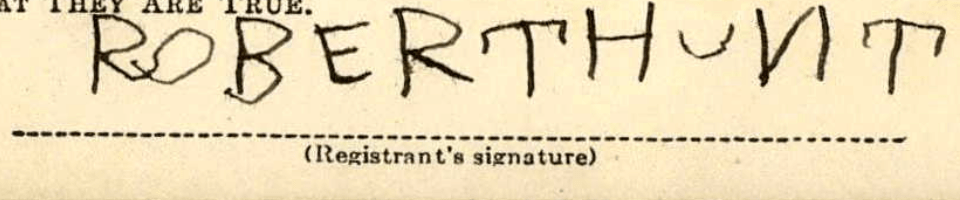 Rober Hunt printed signature